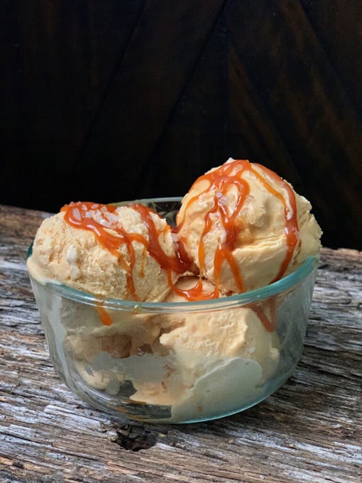 A bowl of delicious infused caramel ice cream